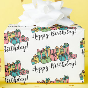 Papier Cadeau Joli motif coloré d'anniversaire