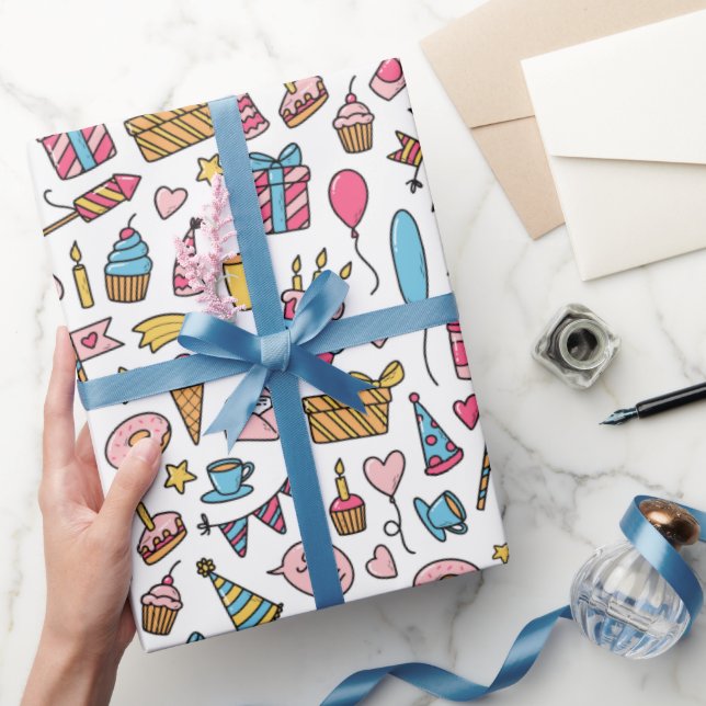 Papier Cadeau Joli motif d'anniversaire (Cadeaux)