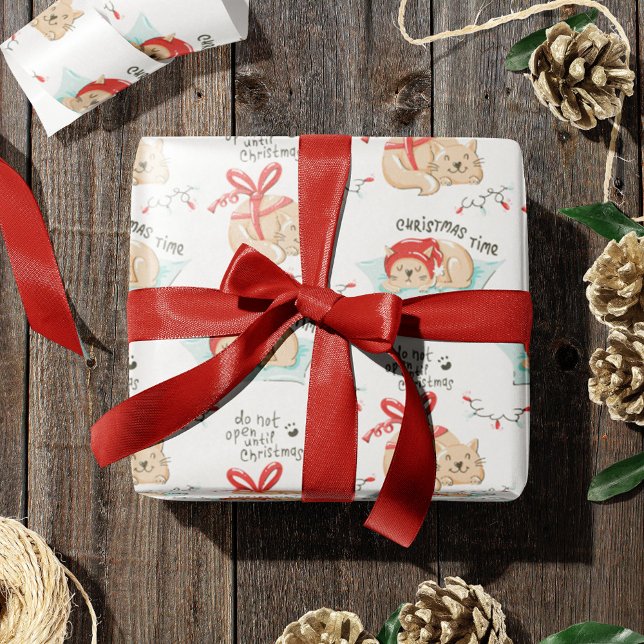 Papier Cadeau Joli Motif de chat de Noël Kitty (Créateur téléchargé)