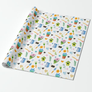 Papier Cadeau Joli motif de fleurs printanières à l'aquarelle Jo