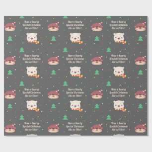 Papier Cadeau Joli motif de Noël avec loutre et ours polaire