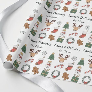 Papier Cadeau Joli motif de Noël pour enfants festif rouge vert