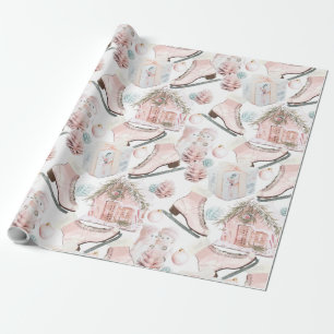 Papier Cadeau Joli Motif de Noël rose Chic Shabby