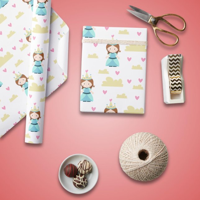 Papier Cadeau Joli Motif de princesse bleue (Créateur téléchargé)