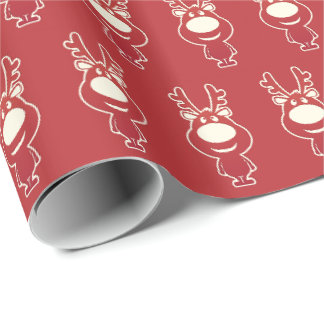 Papier Cadeau Joli motif de Rudolph rouge de dessin animé