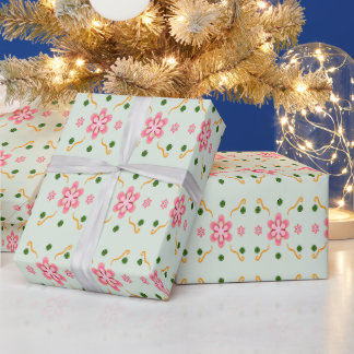 Papier Cadeau Joli motif floral pastel sans couture rose doux