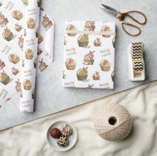 Papier Cadeau Joli Motif lapin Aquarelle de Pâques