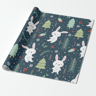Papier Cadeau Joli Motif lapin de Noël