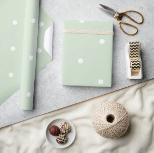 Papier Cadeau Joli motif pois pastel l Vert blanc