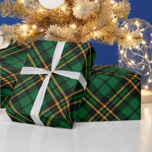Papier Cadeau Joli Motif vert Plaid Noël