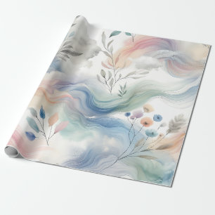 Papier Cadeau Joli motifs floraux Pastel Aquarelle