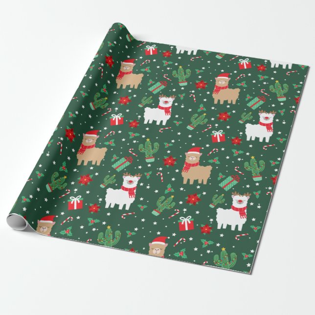 Papier Cadeau Joli Noël Alpaca (Déroulé)