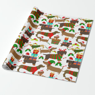 Papier Cadeau Joli Noël Dachshund