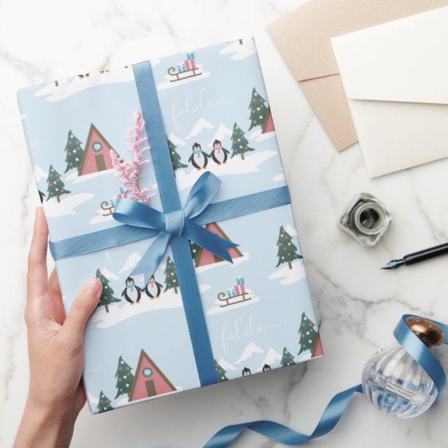 Papier Cadeau Joli Noël Falala Penguins enveloppement papier (Cadeaux)