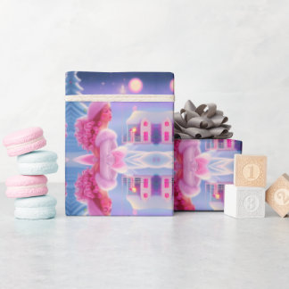 Papier Cadeau Joli Noël Fille Rose Élégant