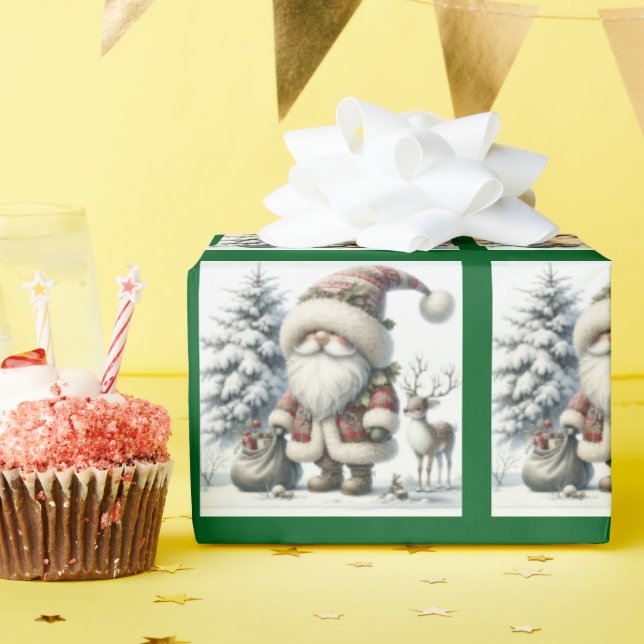 Papier Cadeau Joli Noël Gnome Père Noël (Fête d'anniversaire)