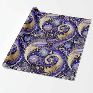 Papier Cadeau Joli Noël Or/Violet/Paisley