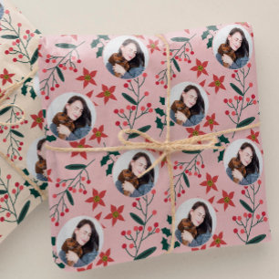 Papier Cadeau Joli Noël rose Vintage