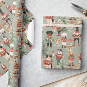 Papier Cadeau Joli Noël Russe de chien de bois