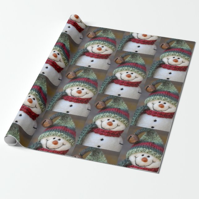 Papier Cadeau Joli Noël Vacances Snowman papier d'enveloppement (Déroulé)