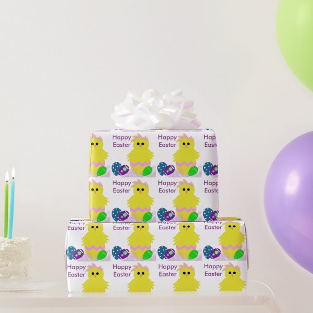 Papier Cadeau Joli oeuf de poussin rose jaune (Cadeaux de fête)