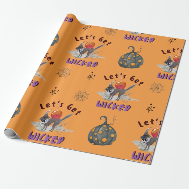 Papier Cadeau Joli Orange Laissons tomber les mauvaises Trucs ou (Déroulé)