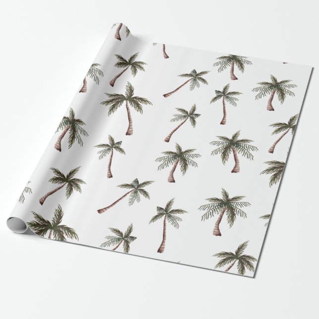 Papier Cadeau Joli Palmiers sans mer Motif, Cadeau d'été (Déroulé)