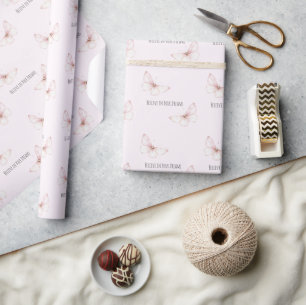 Papier Cadeau Joli Papillon Rose Croire en les Rêves Anniversair