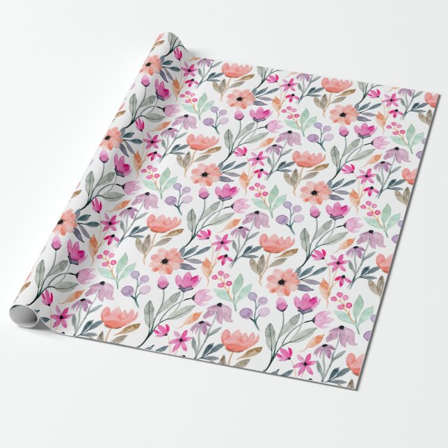 Papier Cadeau Joli Pastel Aquarelle couleur Motif (Déroulé)