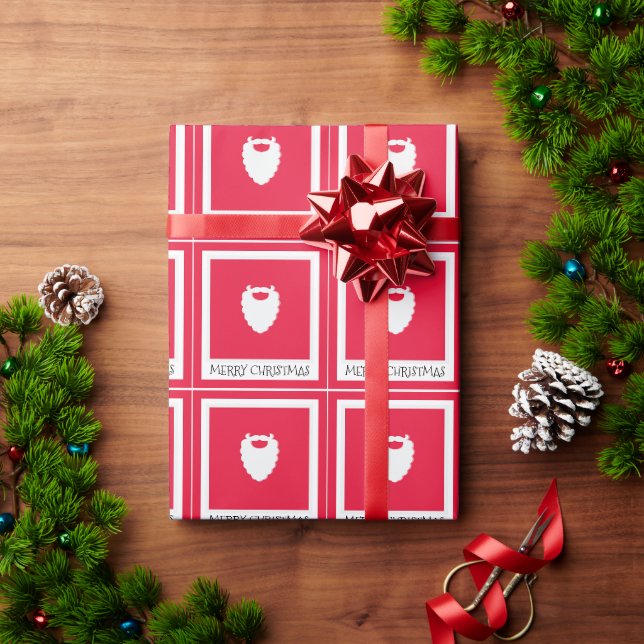 Papier Cadeau Joli Père Noël Beard Rouge Joyeux Noël (Cadeau de vacances)