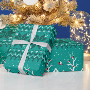 Papier Cadeau Joli Père Noël Motif Noël Turquoise