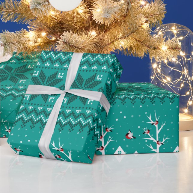 Papier Cadeau Joli Père Noël Motif Noël Turquoise (Vacances)