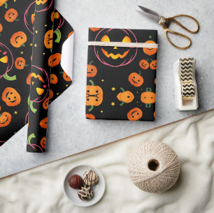 Papier Cadeau Joli Petit Citrouille Vibes Souriantes