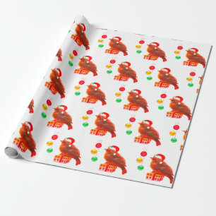 Papier Cadeau Joli petit oiseau de Noël