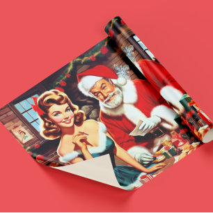 Papier Cadeau Joli pin-up de Noël et Père Noël