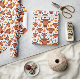 Papier Cadeau Joli plaisir Highland Cow Face Motif