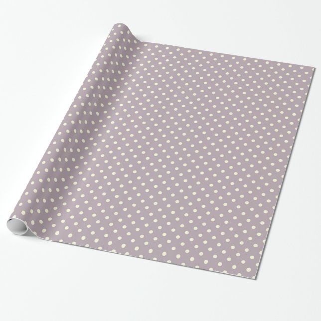 Papier Cadeau Joli point crème sur le violet pastel (Déroulé)