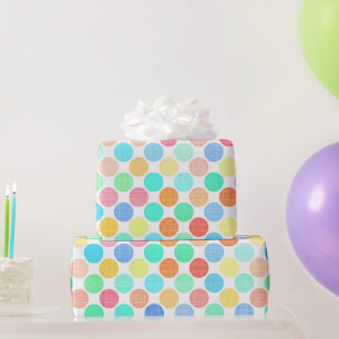 Papier Cadeau Joli Préppy Couleurs été Pois Motif