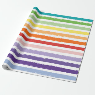 Papier Cadeau Joli Rainbow Stripe Motif Anniversaire