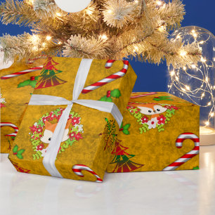 Papier Cadeau Joli renard de Noël