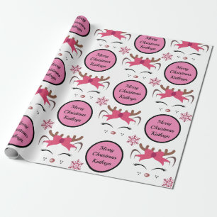 Papier Cadeau Joli renne Noël personnalisé