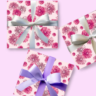Papier Cadeau Joli rose Gerbera Daisy Floral