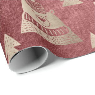 Papier Cadeau Joli rose or joli Ours de Noël motif