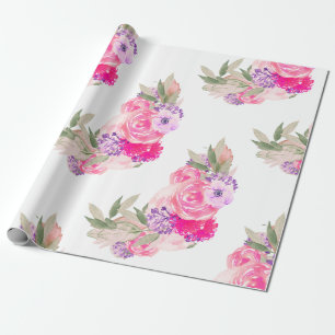 Papier Cadeau Joli rose rose florale