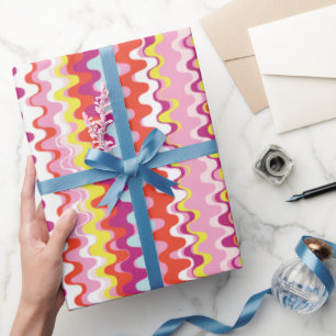 Papier Cadeau Joli rose rouge rose abstrait motif vague