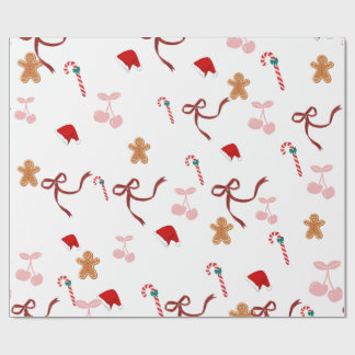 Papier Cadeau Joli Ruban de Noël Coquette Gingerbread Fêtes
