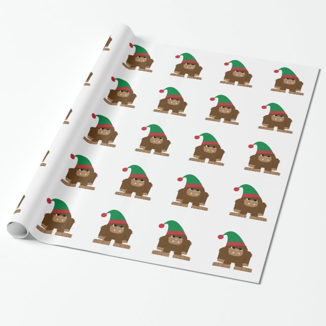 Papier Cadeau Joli Sasquatch Elf de Noël (Déroulé)