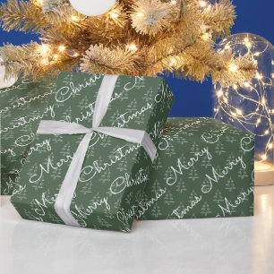 Papier Cadeau Joli script Joyeux Noël Arbre de Noël Motif