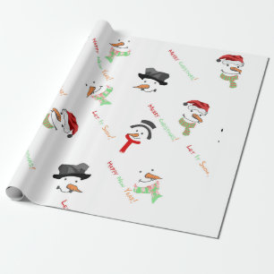 Papier Cadeau Joli Snowman Joyeux Motif de Noël
