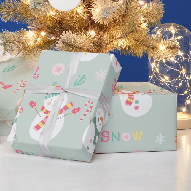 Papier Cadeau Joli Snowman Laisser Il Neige Enfants Noël (Vacances)